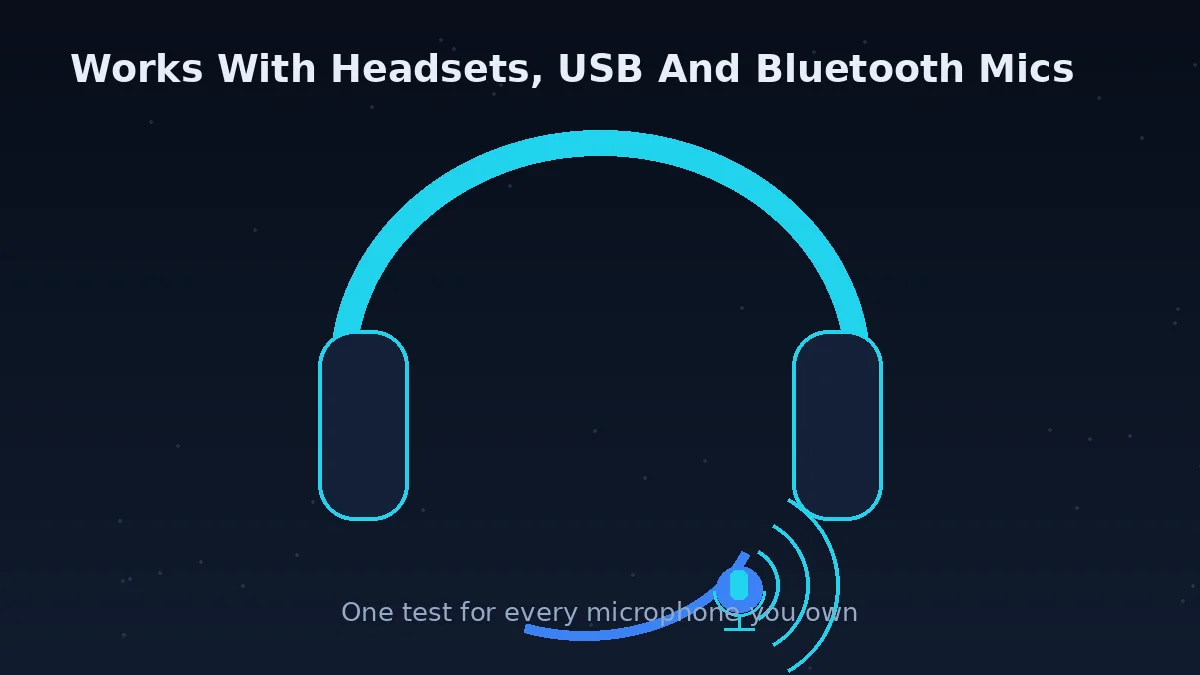 A headset microphone — the test works with headsets, USB and Bluetooth microphones